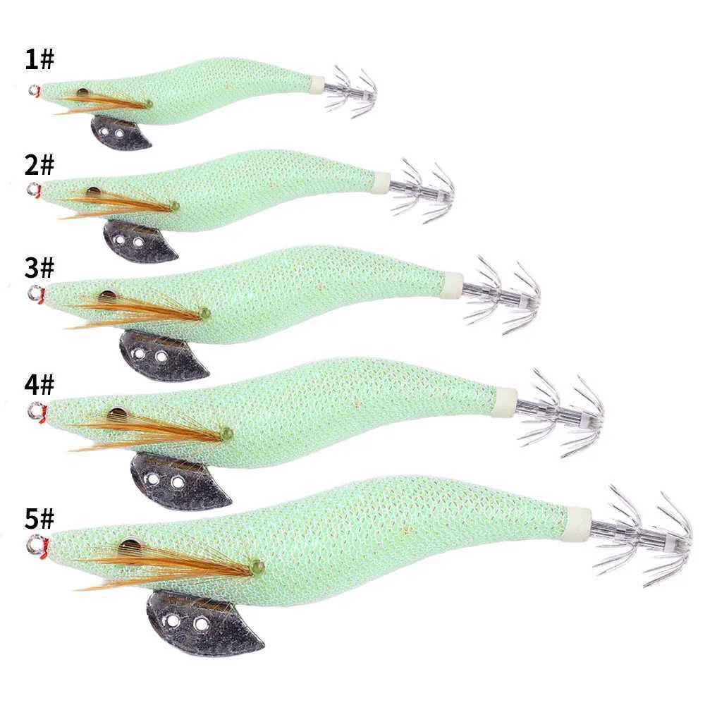 NEW UP 1PCS Fishing Lure Luminous Squid Jigs White Glow Wood Shrimp with Octopus Squid Jig Hooks CuttfishXJ241128