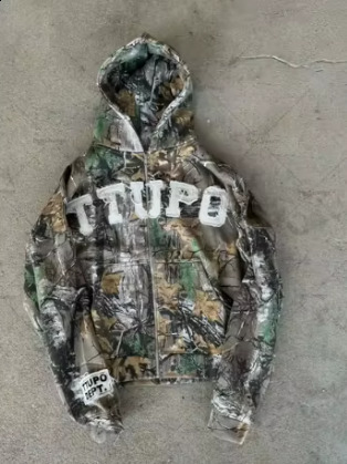 Streetwear Retro Camo Zip Hoodie Y2K Coats Mens Womens Hip Hop Tactical Camo Oversized Hoodie Sweatshirt Zip Jacket clothing 241114
