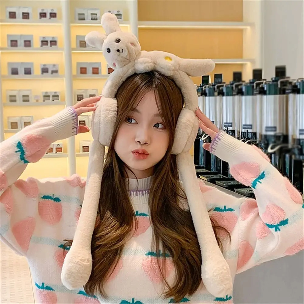Winter Warm Fur Earrings Rabbit/Dinosaur Role Playing Earrings and Mobile Jumping Earrings Outdoor Cold Weather 241205