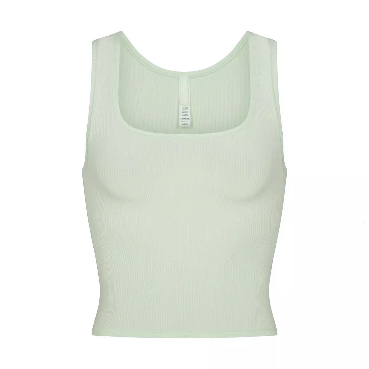 Kim Solid Color Casual Square Collar Small Halter Vest Women Wear Sports Short Top With A Base