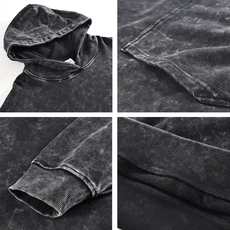 Vintage Washed Hoodies Oversized Hooded Sweatshirts Harajuku Retro Streetwear Sweater Pullover Hoodie For Men Women 100% Cotton 241203