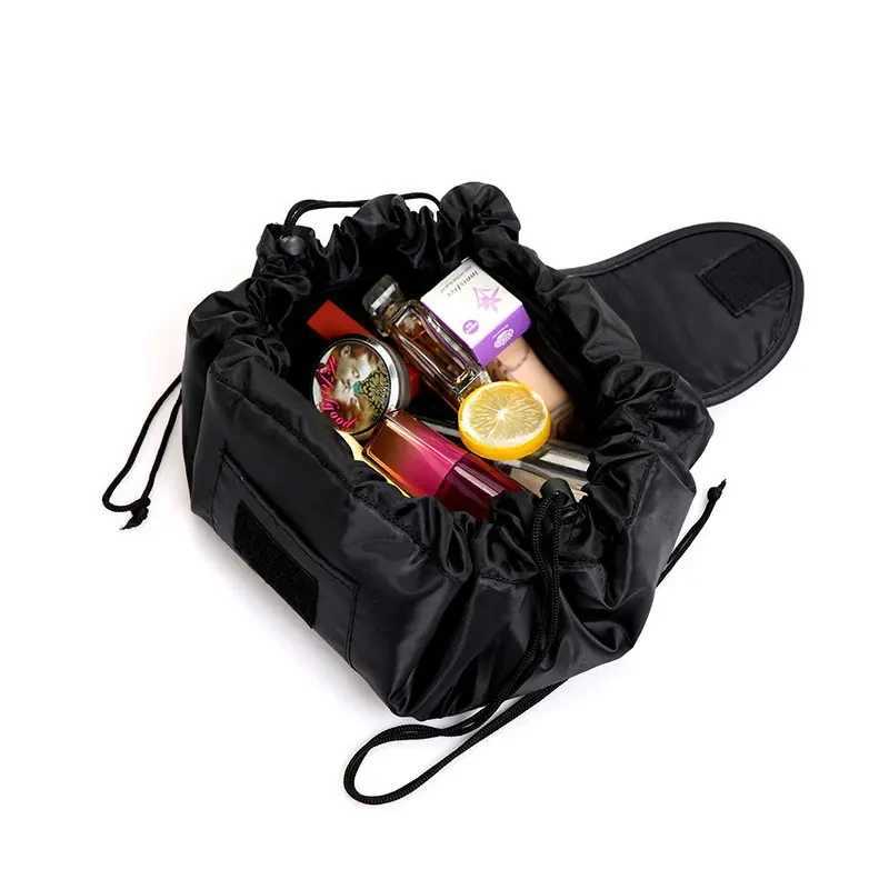 Women Drstring Cosmetic Bag Organizer Travel Toiletry Storage Shoulder MakeUp Pouch Large Capacity Beauty Case WaterproofXJ241206