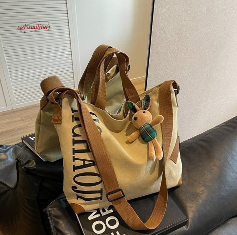 Japanese tote bag, large capacity single shoulder diagonal cross bag, women's letter canvas bag, student party handbag #27 swissmilitary