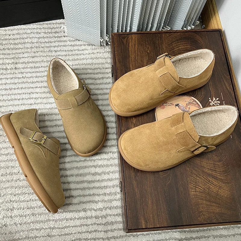 AIYUQI Flat-soled Women's Winter Shoes Plus Velvet Warm Female Shoes Large Size Casual Big Toe Shoes Women
