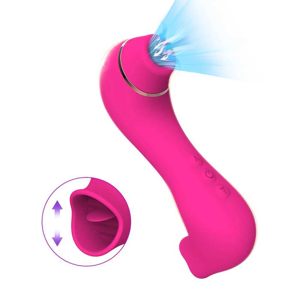 2 in 1 Sucking Vibrator with Tongue Licking 10 Modes Vagina Clitoris Stimulator Oral Sucker Erotic Sexy Sex Toys for WomenXJ241206