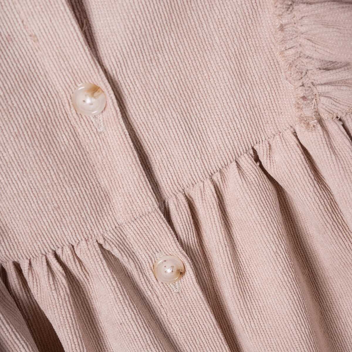 Baby Girl Autumn Dress Ruffle Edge Long Sleeve Round Neck Dress Solid Color Casual Girls Wear for Daily or ParXJ241206