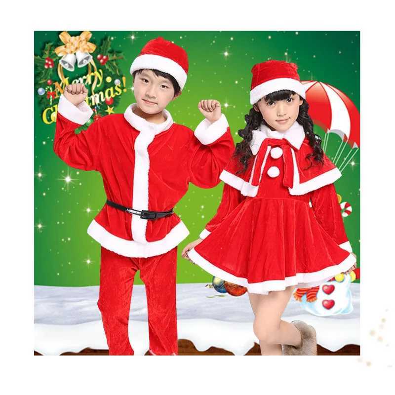 New Year Toddler Baby Girls Christmas Elk Fleece Costume Red Santa Claus Long Sleeve Princess Dresses With Hat Shl XmasXJ241206