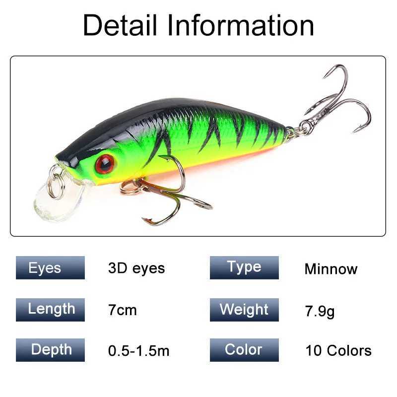 1Pc Minnow Fishing Lure Swim Hard Fishing Bait 7cm 8.5g Artificial Bait Wobbr Crankbait Carp Bass Fishing TackXJ241128