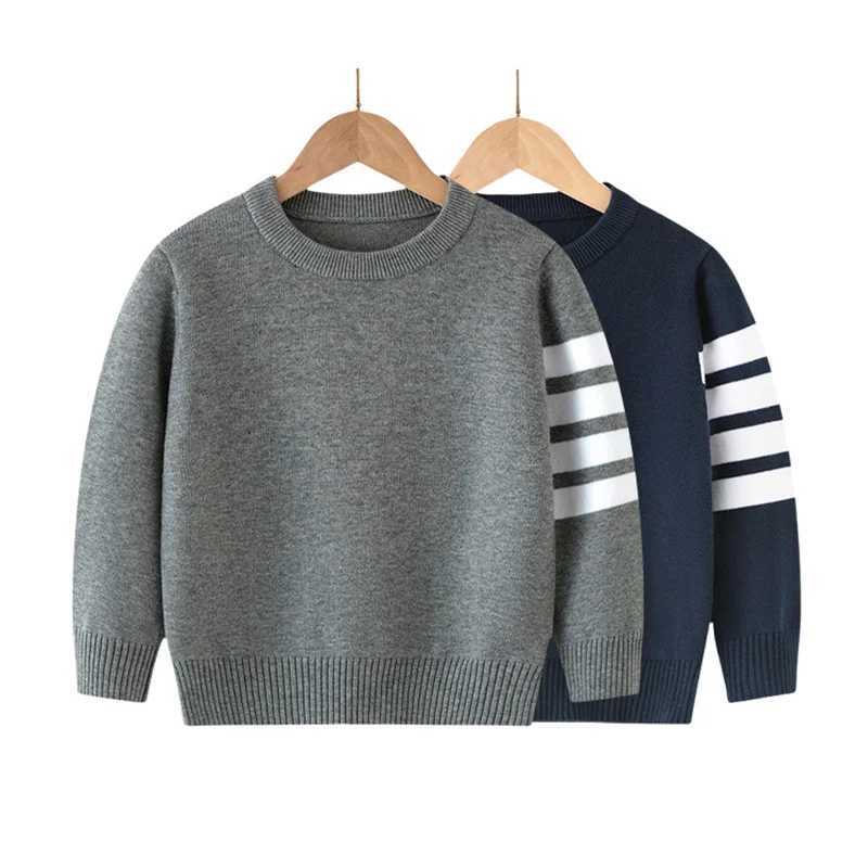 Cardigan Boys wool sweater crocheted cotton windproof 2024 gray autumn winter Christmas gift school warm childrens clothing Q241205