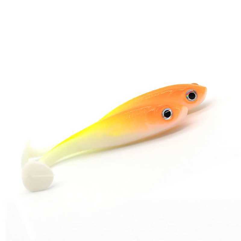5pcs/lot Soft Bait Lure 3D eyes t-tail 70mm 2.1g Wobbrs Worm Fishing Silicone Fish Artificial Bait Fishing For JigXJ241128