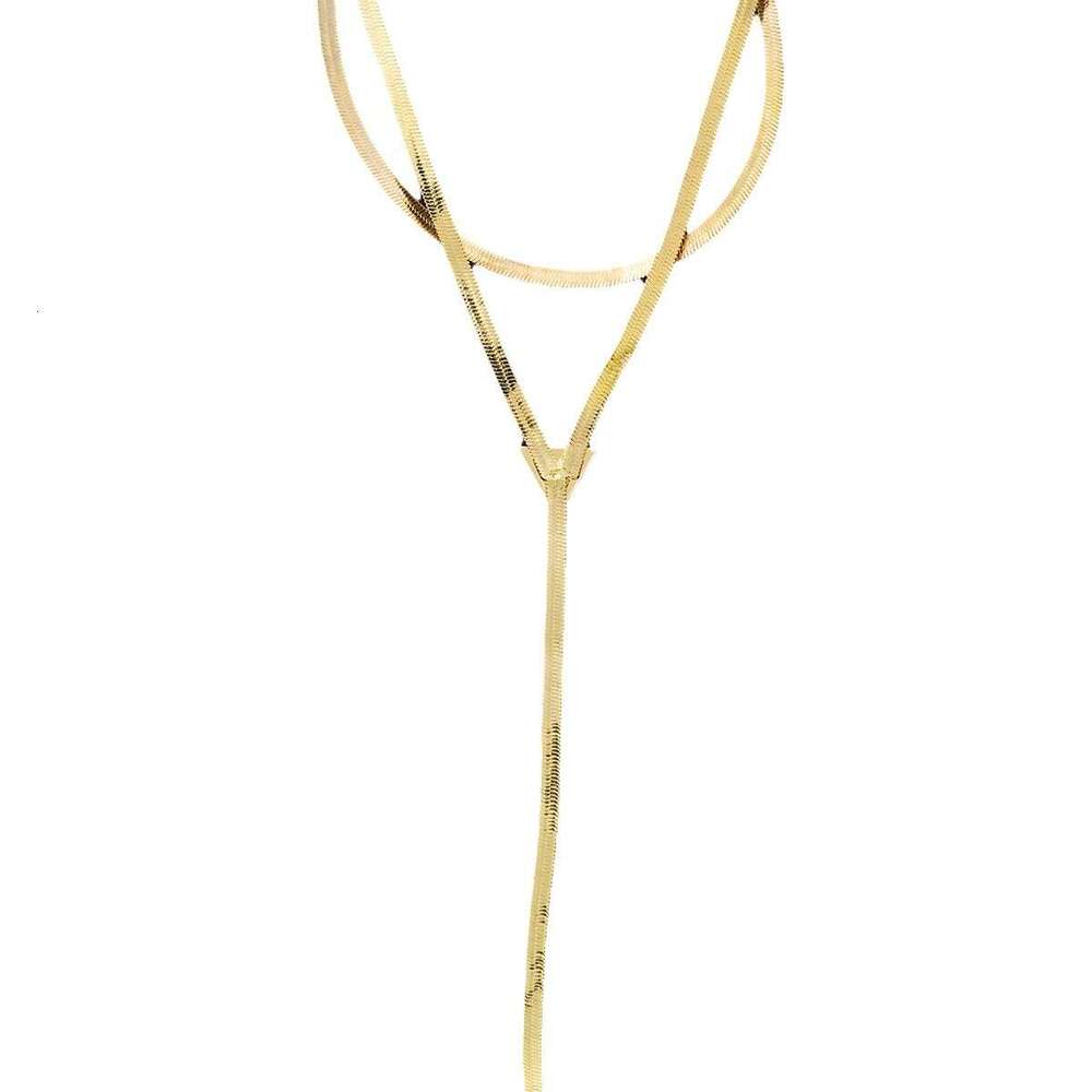 Hot selg creative snake bone chain tassel double-layer necklace, fashionable niche design sense, trendy accessories for women