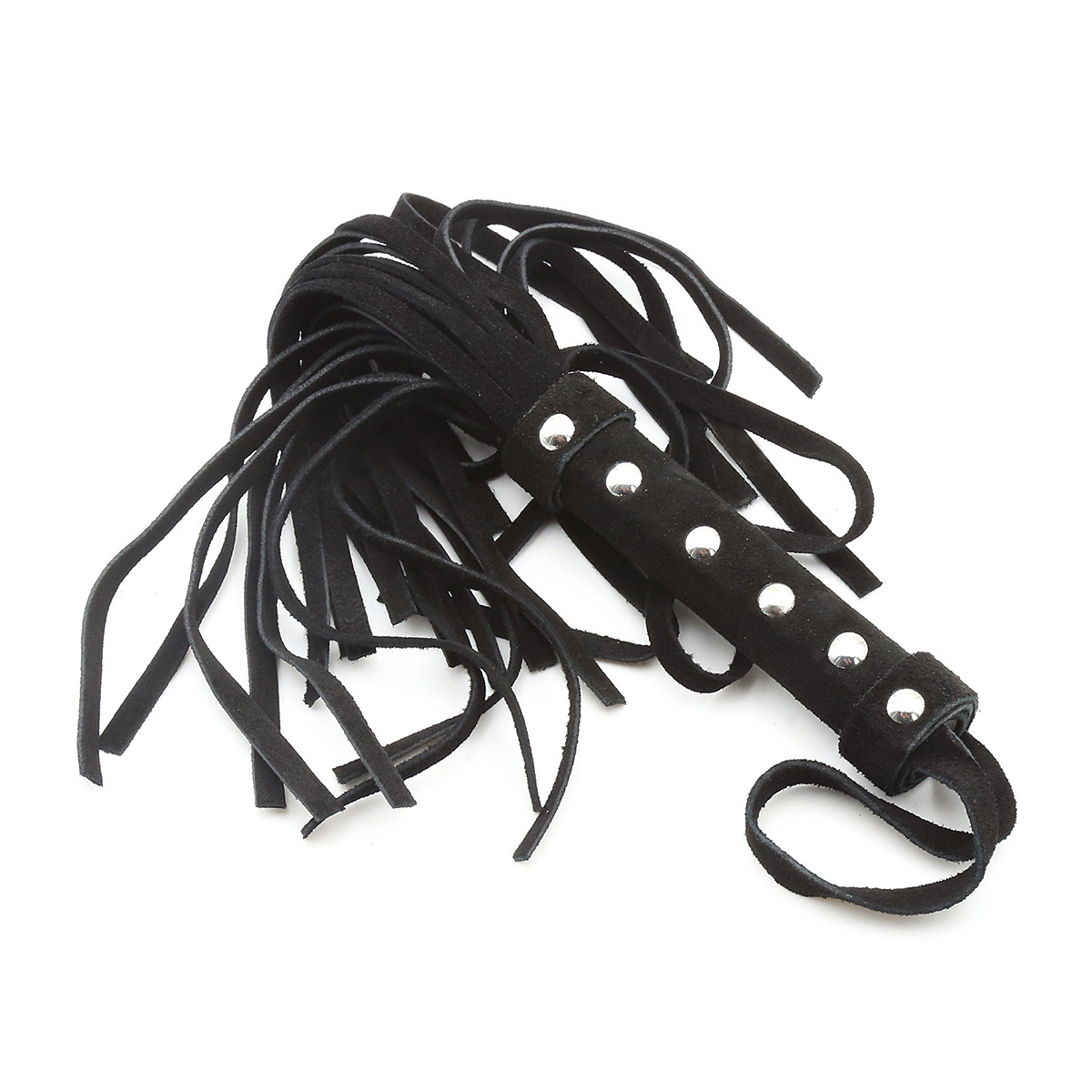 Manufacturer's spot wholesale of male and female toys, tuning whip, black suede 6-nail small leather whip in stock