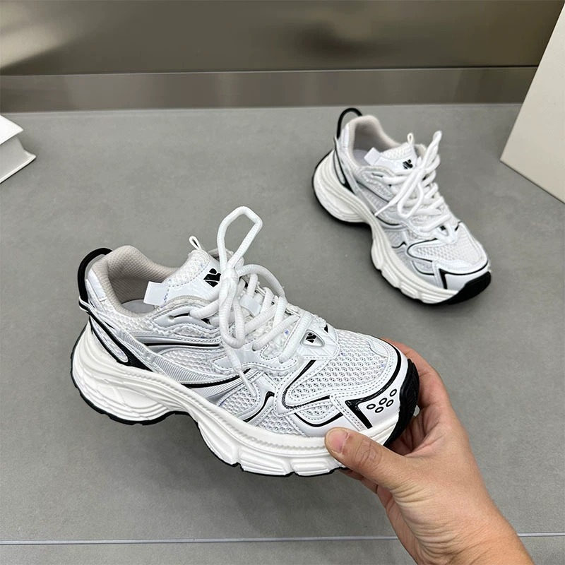 Free shipping Shoes Female Outdoor Spring Summer Thick Bottom Sneakers Mesh Designer Shoes Silver White Casual Shoes