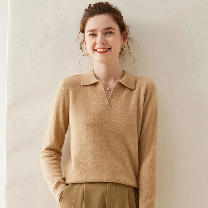 WinvyNee Women Cashmere Merino Wool Sweater Polo Neck Loose Solid Knit Tops Sweaters Casual Pullover Jumpers Autumn A1054004 241203
