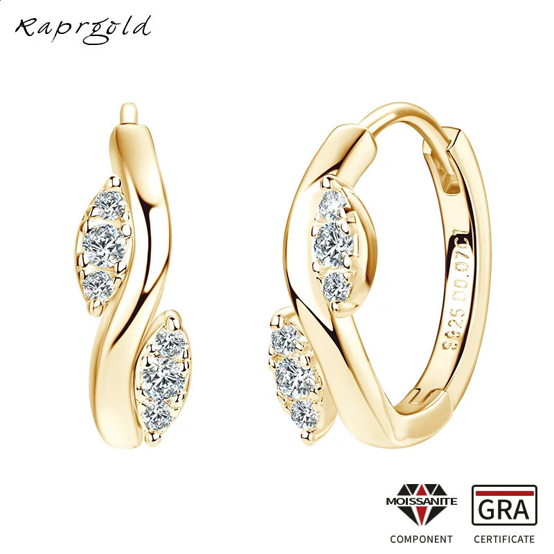 Raprgold Womens Ring Earrings 100% Genuine 925 Silver Classic Leaf Hug Earrings Wedding Exquisite Jewelry Gifts 241205