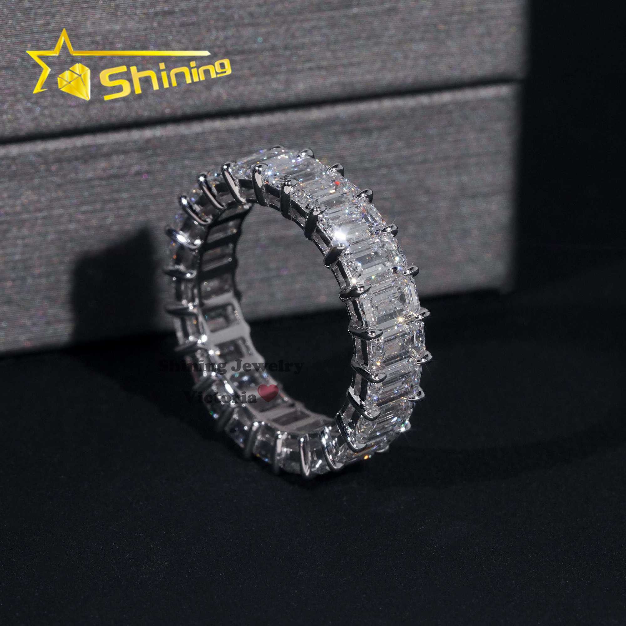 GIA Lab Grown Diamond Solitaire Engagement Eternity Band Ring Women 3*5 Radiant Emerald Cut 10K 14K 18K Solid Gold Wedding Rings