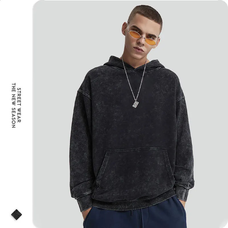 Vintage Washed Hoodies Oversized Hooded Sweatshirts Harajuku Retro Streetwear Sweater Pullover Hoodie For Men Women 100% Cotton 241203
