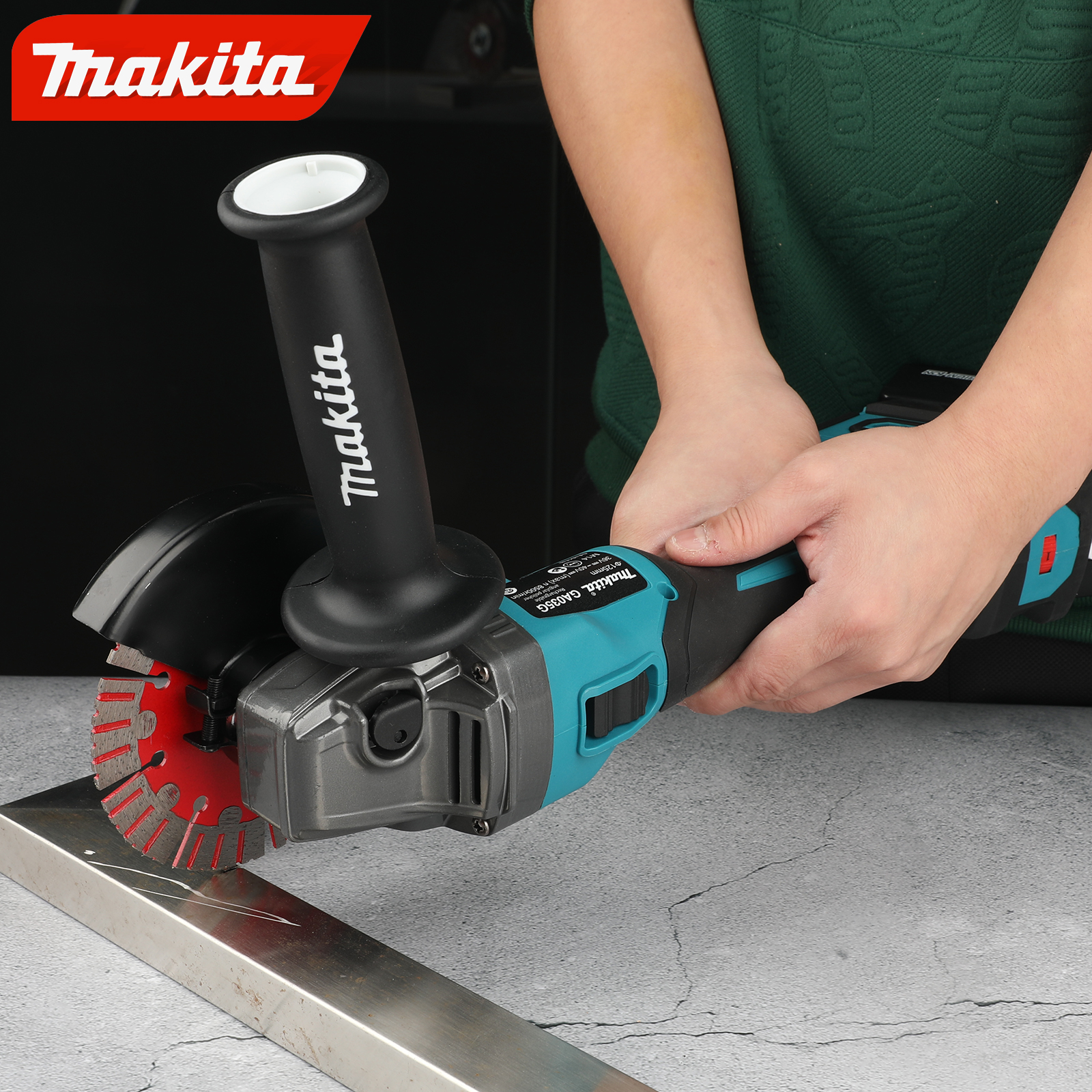 Makita new high-power charging angle grinder GA035G lithium electric grinding brushless large grinding machine cutting machine