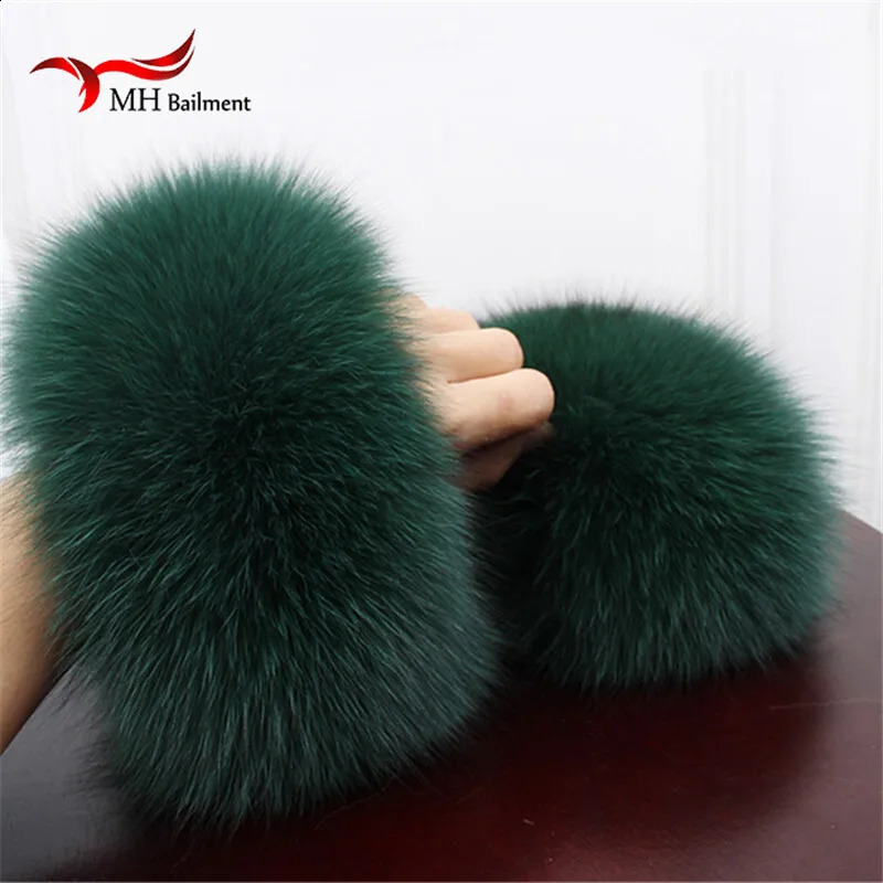 High quality fox fur cuffs selling warm wristband genuine fox fur cuffs arm warm womens bracelet real fur wristband gloves X#1 241206