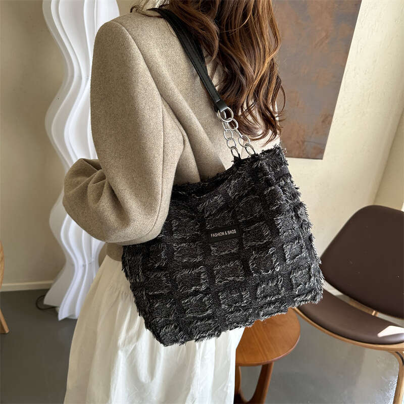 New Women's Japanese Plaid Tote Shoulder Casual Simple Mommy Outdoor Bag Canvas Handbag B2