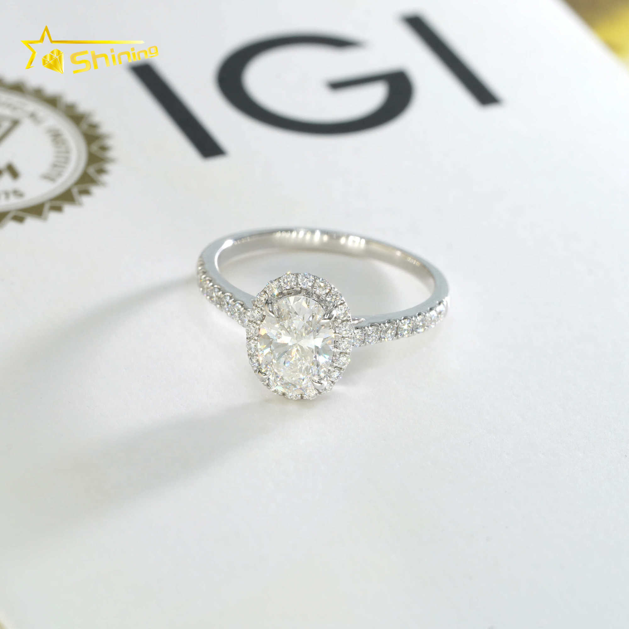 Fine Jewelry 14K Solid White Gold 1.01CT Oval Cut E VVS2 IGI Lab Grown Diamonds Engagement Rings In Stock with Certificate