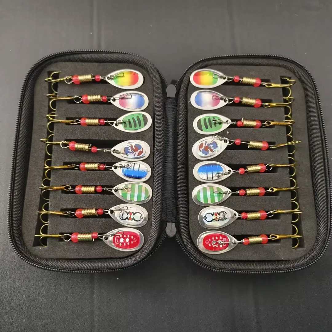 Jig Spinner Bait Kit With Tack Box 3g Rotating Spinner For Pike Salmon Sea Fishing Wobbr Trolling Hard Surface Topwater LureXJ241128