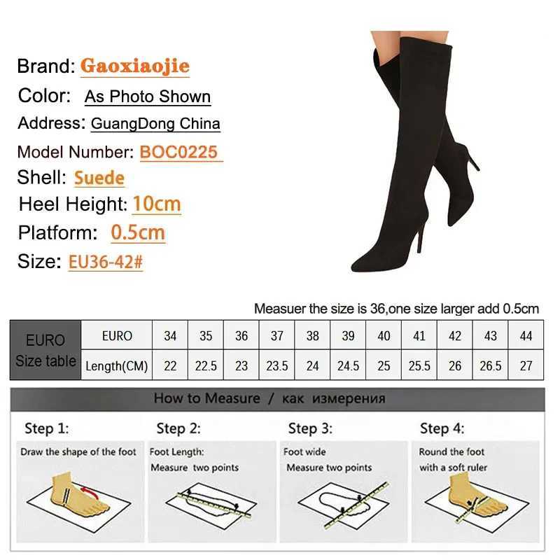 High Quality Knee High Pointed Toe Wen Boots Autumn Winter Suede High H Size Grey Model Shoe Back Zipper Lg Tube Boots T241206