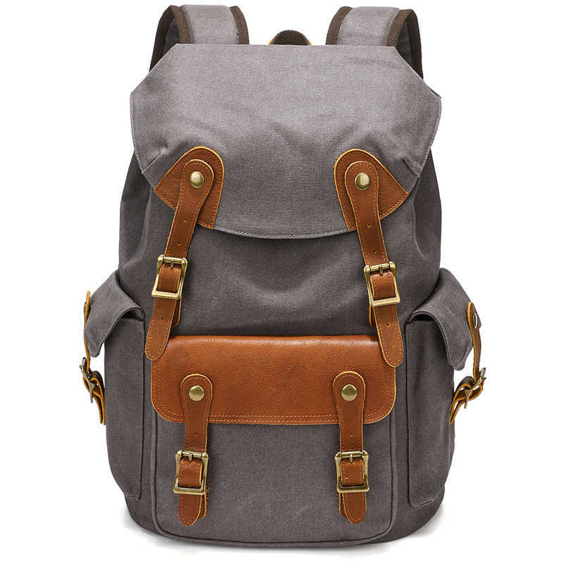 Backpack men's large capacity canvas backpack outdoor leisure travel backpack 16 inch computer bag 241215