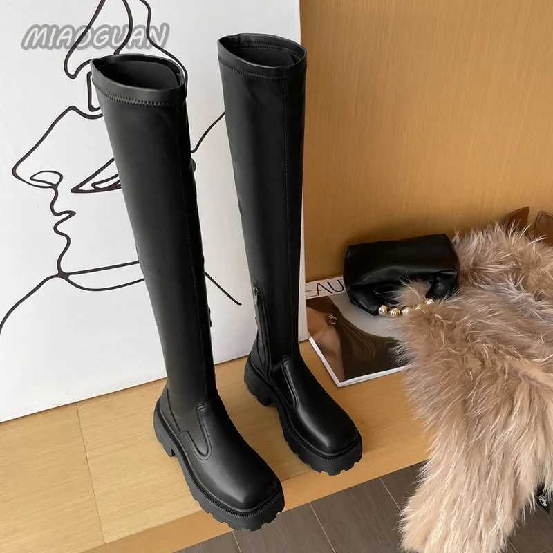 High Quality Thick soled warm over knee boots thick high boots for winter new Fem Lg boots platform thick H womens autumn shoes T241206