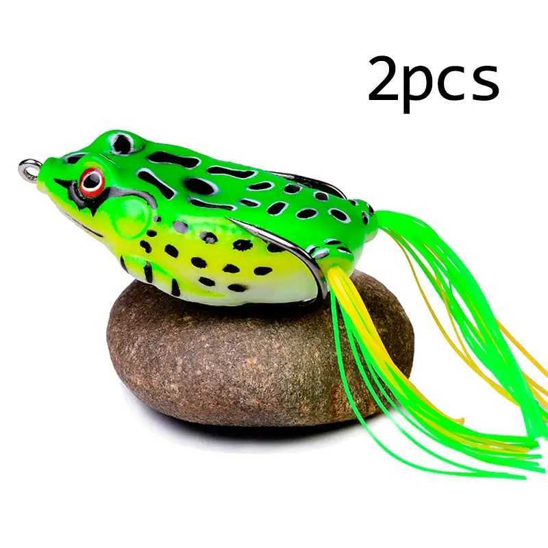 Frog Lures 2pcs Soft Tube Bait Plastic Fishing Lure With Hooks Top Water Soft 3D Eyes Artificial Wild Hanging Fishing Bait ToolXJ241128