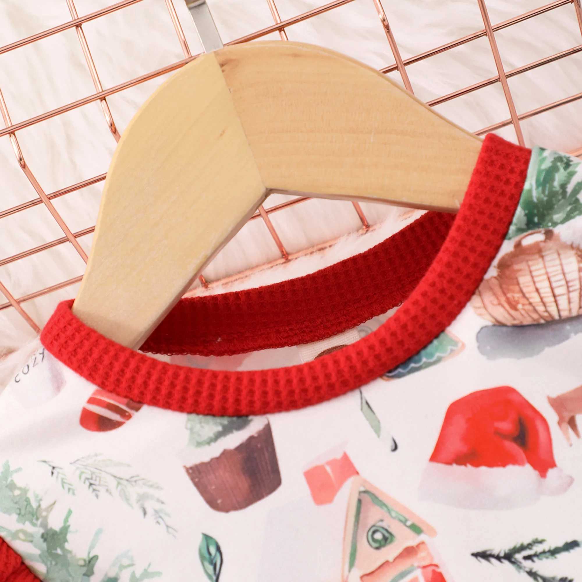 Splicing Waffle Pattern Flutter Trim Long Sleeve Dress Girls Spring Fall ChristmasXJ241206