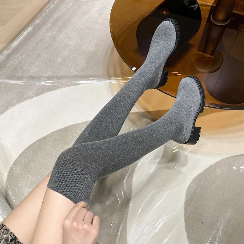 High Quality Sexy Long Socks Boots Winter New Fi Over Knee Warmth Botas Strapless Strap Pump Shoes High H Boots T241206