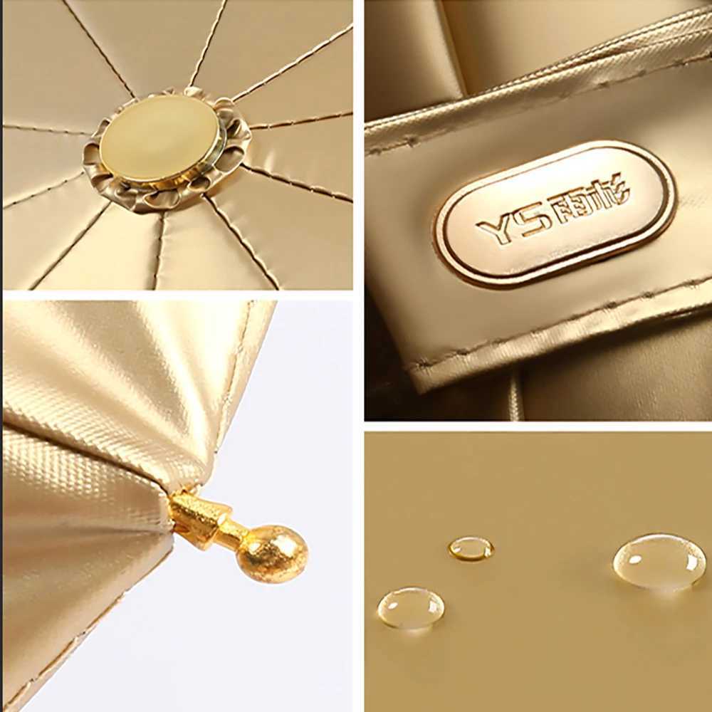 New Arrival Luxury Gold Authentic Umbrella Portable Triple Fold Umbrella Womens UV Protective Umbrella 10K Double Layer Umbrella Z241206