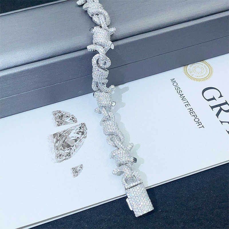 Dia hot selg 15mm Cuban chain sier moissanite hip-hop mens trendy bracelet