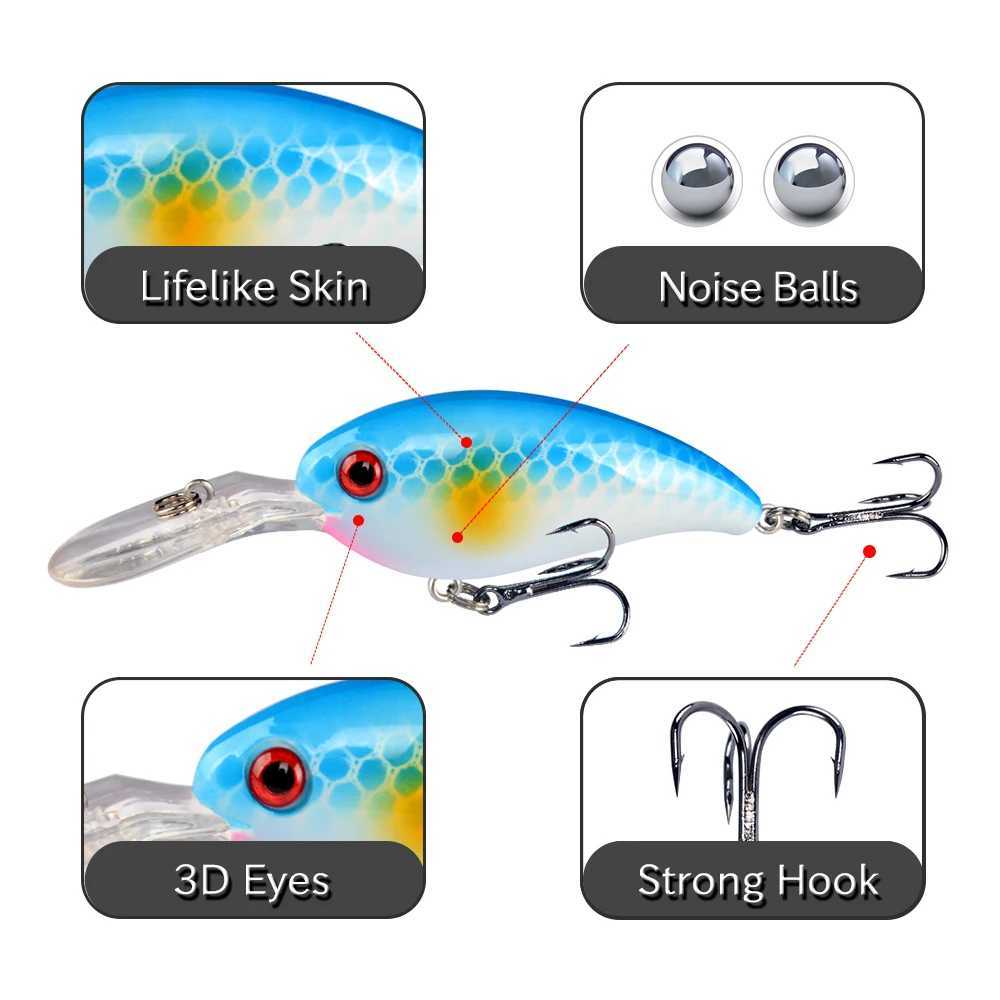 1pcs Crank Fishing Lure Artificial Hard Baits 10cm/15g Crankbait Jerkbait Wobbr Fishing Tack Good Treb Hooks TackXJ241128
