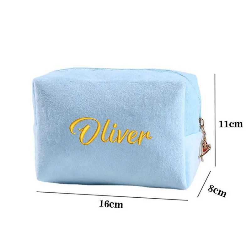 Custom Embroidery Flannelette Makeup Bag Persalized Large Capacity Veet Storage Bag Wedding Anniversary Gift CustomXJ241206