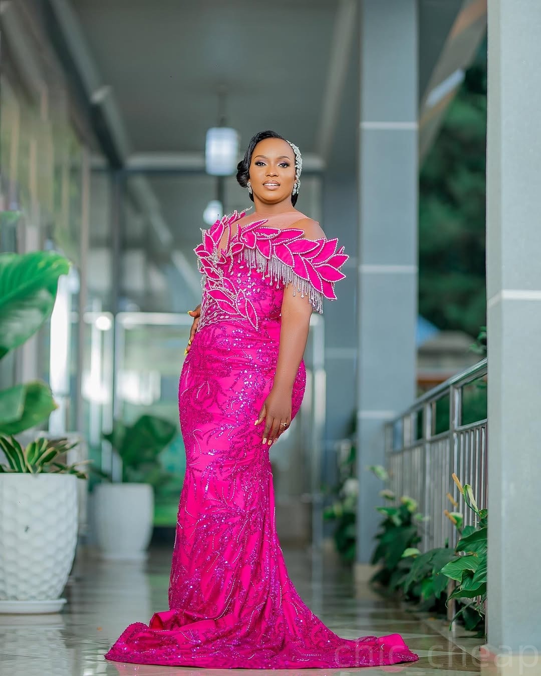 Fuchsia Prom Dresses 2025 Florals Rhinestones Beaded Sequined Evening Formal Party Second Birthday Engagement Gowns Plus Size Dress For Special Occasi