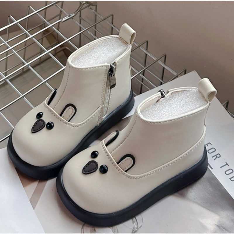 Warm Girl Boot Cute Princess Girl Shoes Versatile Trendy Ankle Boot Anti Slip Short Boots Flat Bottomed Child Shoe BotasXJ241206