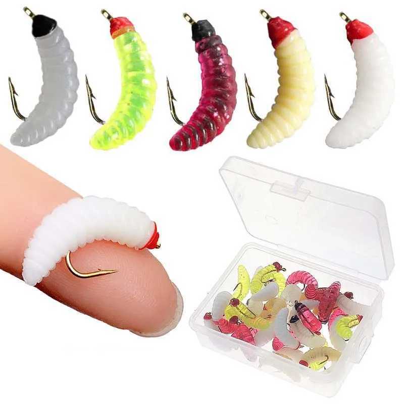 5/10/20Pieces Maggot Fly Fishing Wet Trout Flies Worm Bait for Trout Perch Bass Fishing Fly Insect LuresXJ241128