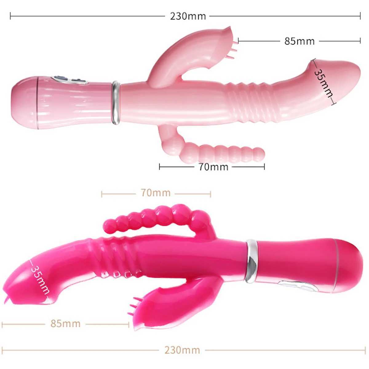 Rabbit G Spot Dildo Vibrator Clitoris Stimulator Penis Anal Double Penetration Tongue Licking Double Rod Sex Toy For Women AdultXJ241206