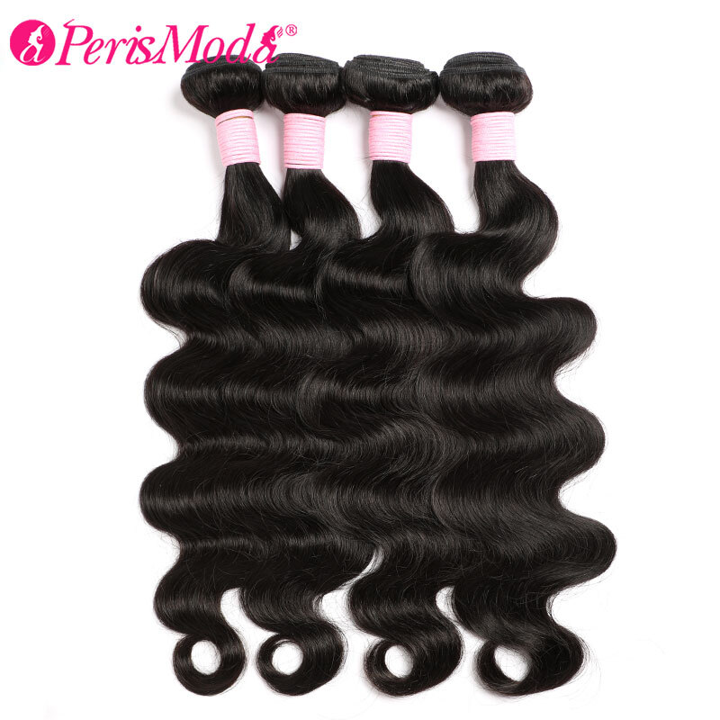Perismoda Body Wave Human Brazilian Weaving Natural Black 3 4 Bundles Deal Virgin 30 Inch Raw Hair Extensions