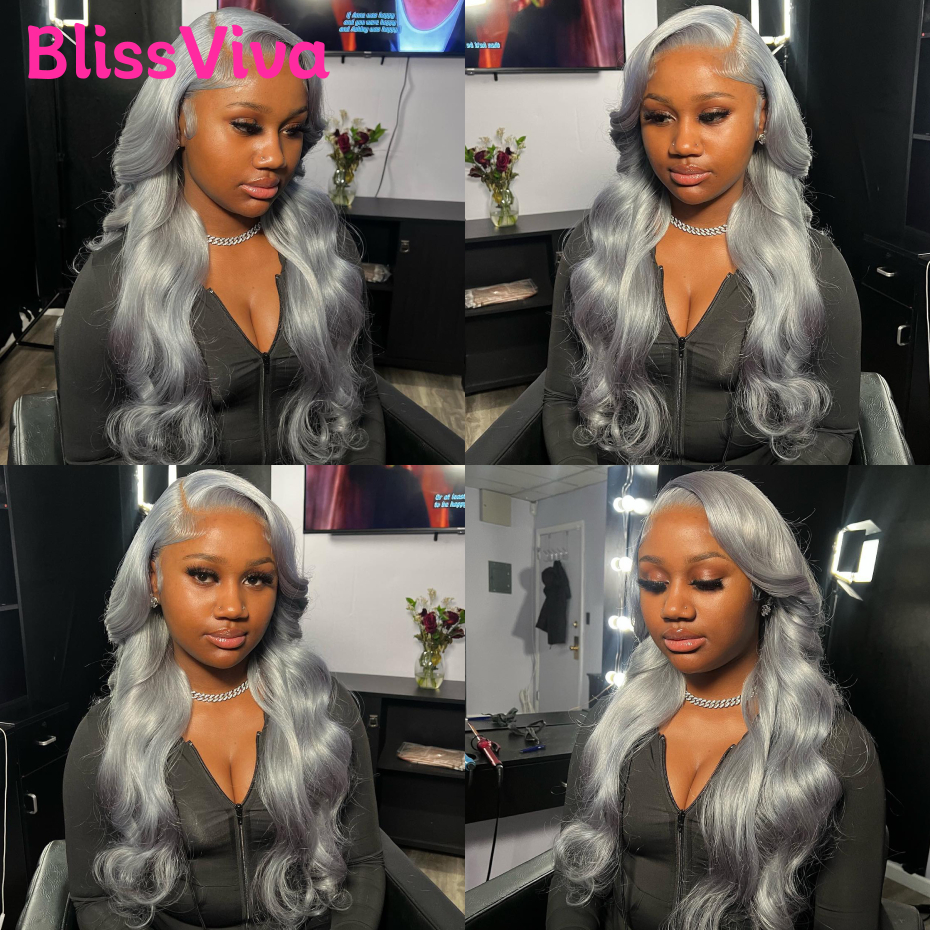 Body Wave Ash Grey Blonde 613 Lace Front 13X6 Remy Brazilian Sier Gray Colored Human Hair Wigs