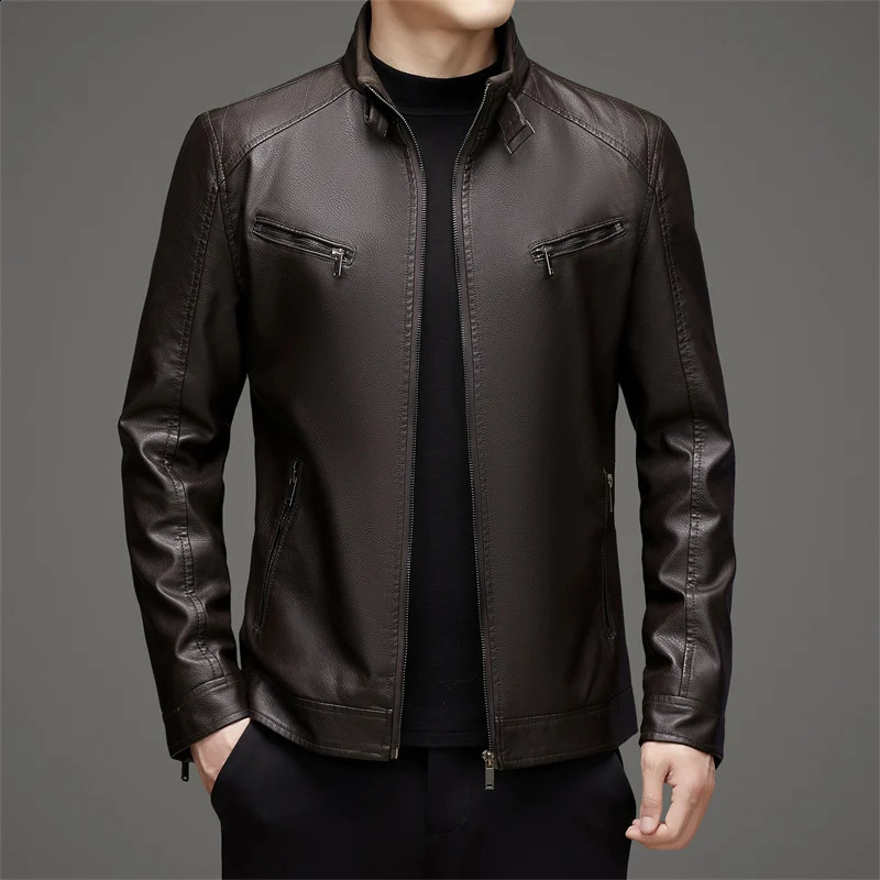 Clothing Mens Fashion Handsome Casual Leather Jackets Men Outwear Warm Biker PU Motorcycle Jacket 241202