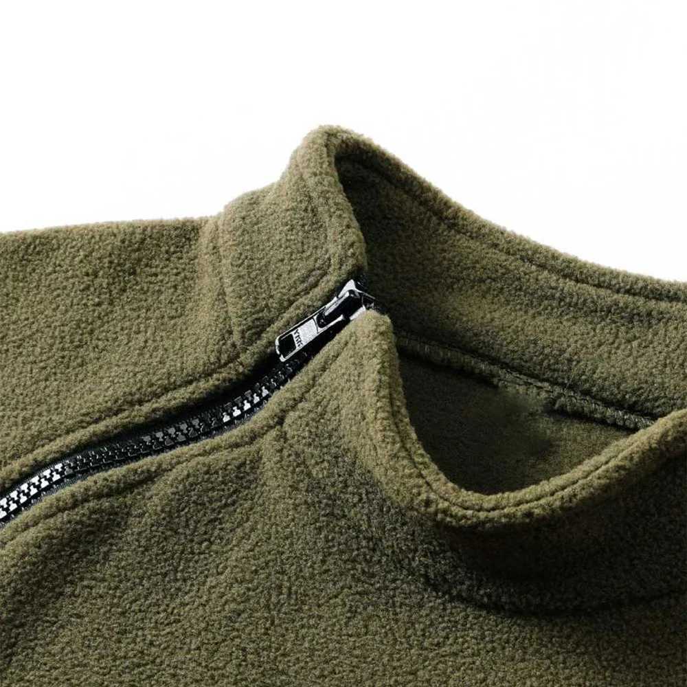Windproof Fleece Mens Sweatshirts Tactical Outdoor Sportwear Jacket Standing Collar Solid Color Pullover Male Thick Casual TopsXJ241206
