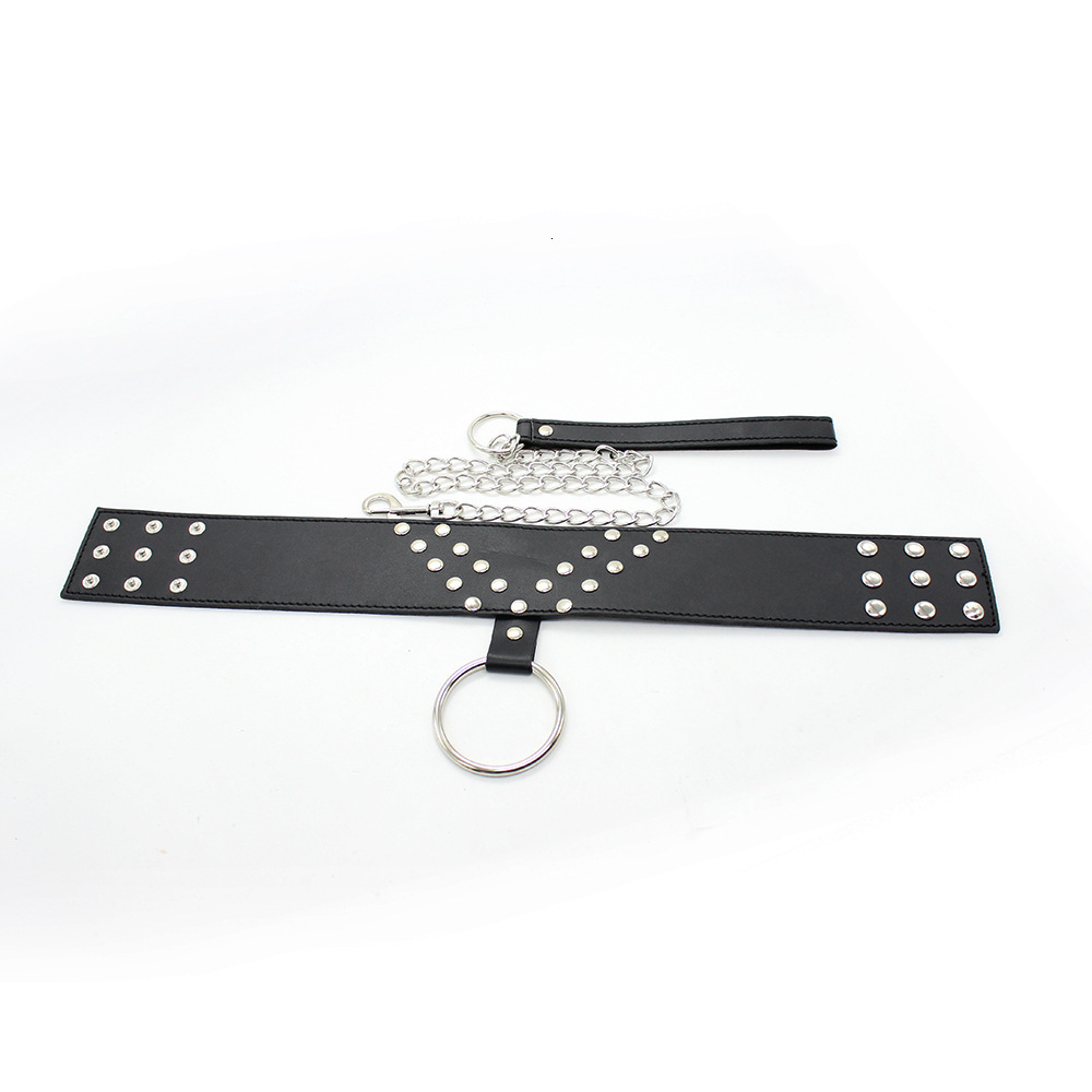 SM adult training sex toy black double row nail neck cover with chain traction alternative dog slave pet collar