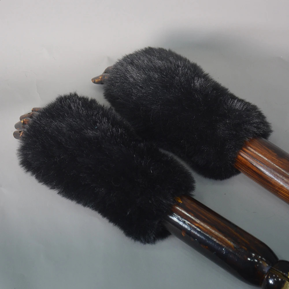 Womens Knitted Fake Rabbit Fur Gloves for Winter Warmth Womens Artificial Fur Non Fingerless Gloves Hand Knitted Fur Gloves 241206