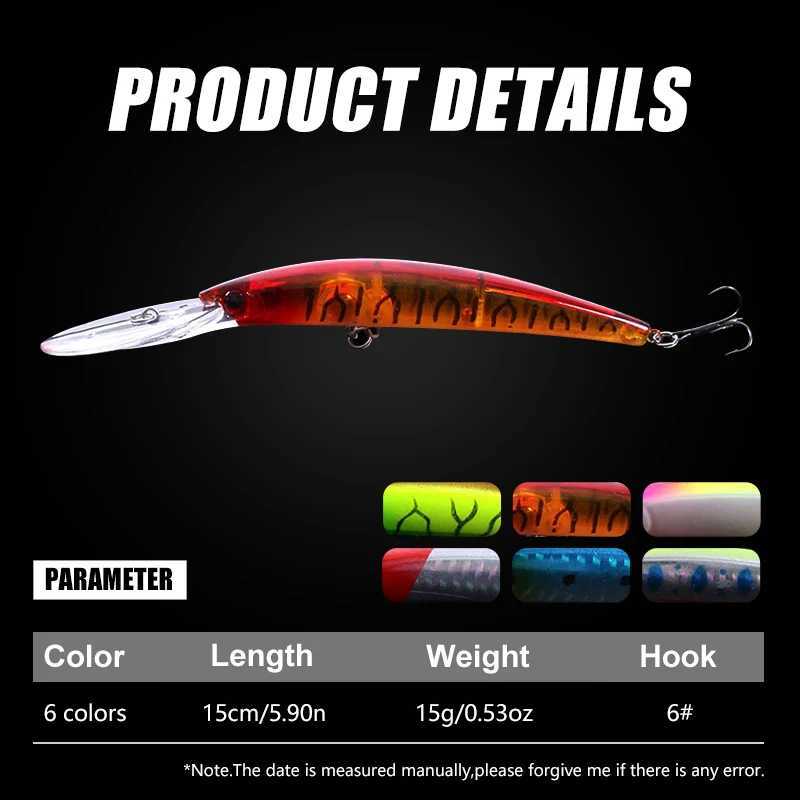 1pcs 15cm 15g Deep Diving Jerkbait Artificial Hard Bait Fishing Wobbrs Minnow Lure for Bass Pike Carp Fishing TackXJ241128