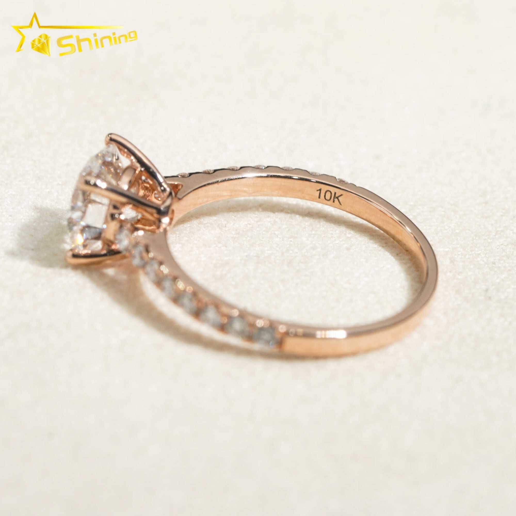 With GIA Certificate Women Jewelry Round Brilliant Cut 1.01ct 10K Real Gold D Color Lab Diamond Wedding Ring