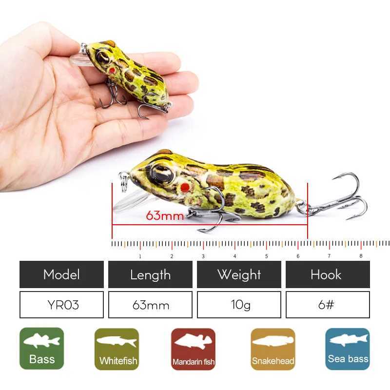 Agoie 63mm/10g Bionic Frog Fishing Lures Topwater Hard Fish Wobbr Artificial Fishing Crank Bait Floating Fishing TackXJ241128