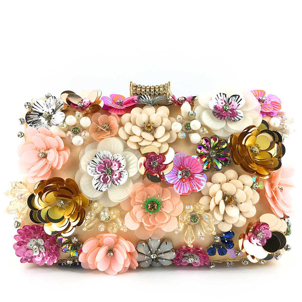 Clutch Bag Straight Dinner Bag Womens Color Bead Piece Flower String Bead Temperament Cheongsam Bag 240920